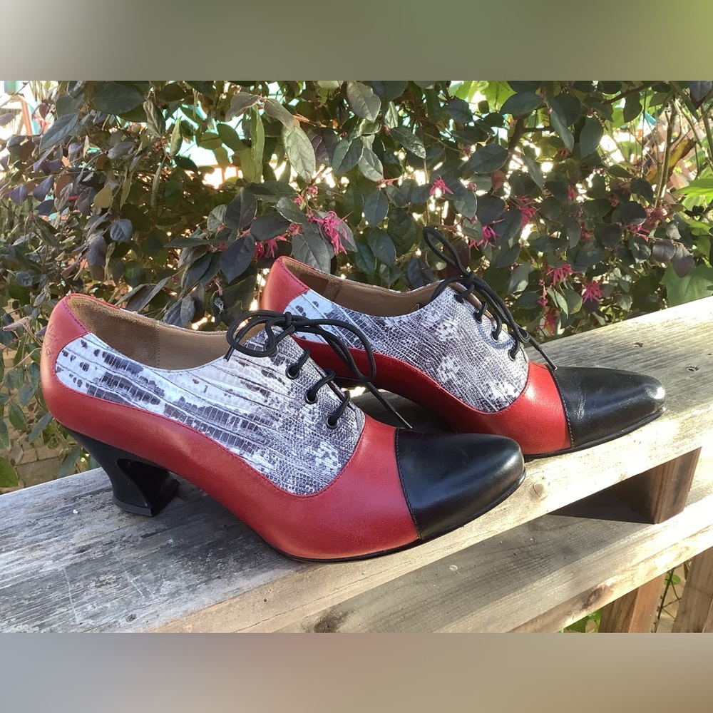 John Fluevog Red and Black Heels